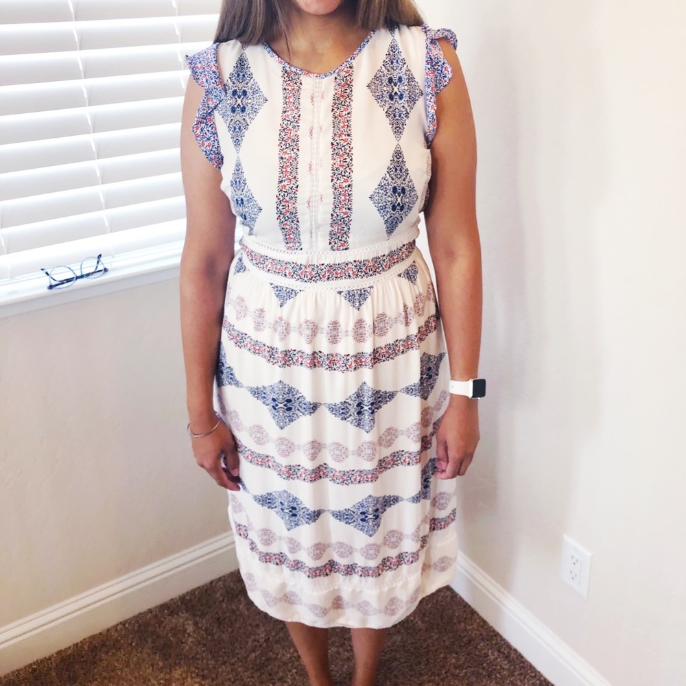 Loft ruffle midi dress